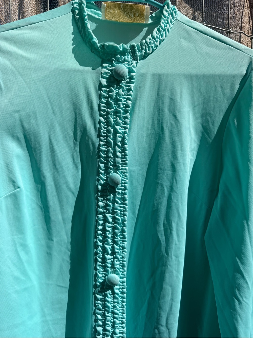 Vintage Mint Green Mini Skirt with Trim Detail
